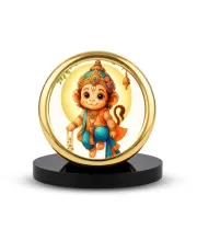 Car Desk/Table Top Lord Little Hanuman Metal Golden Photo Stand  2x2 Inches, Compact & Stylish Spiritual Display For Car, Home & Office (Pack Of 1) (F18877)
