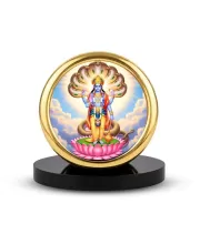 Car Desk/Table Top Lord Vishnu Metal Golden Photo Stand  2x2 Inches, Compact & Stylish Spiritual Display For Car, Home & Office (Pack Of 1) (F18878)