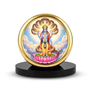 Car Desk/Table Top Lord Vishnu Metal Golden Photo Stand 2x2 Inches, Compact & Stylish Spiritual Display For Car, Home & Office (Pack Of 1) (F18878) Car Desk/Table Top Lord Vishnu Metal Golden Photo Stand 2x2 Inches, Compact & Stylish Spiritual Display For Car, Home & Office (Pack Of 1) (F18878)
