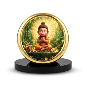 Car Desk/Table Top Lord Hanuman Metal Golden Photo Stand 2x2 Inches, Compact & Stylish Spiritual Display For Car, Home & Office (Pack Of 1) (F18879) Car Desk/Table Top Lord Hanuman Metal Golden Photo Stand 2x2 Inches, Compact & Stylish Spiritual Display For Car, Home & Office (Pack Of 1) (F18879)
