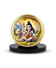 Car Desk/Table Top Lord Shiva Metal Golden Photo Stand  2x2 Inches, Compact & Stylish Spiritual Display For Car, Home & Office (Pack Of 1) (F18880)