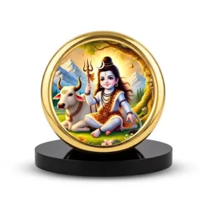 Car Desk/Table Top Lord Shiva Metal Golden Photo Stand 2x2 Inches, Compact & Stylish Spiritual Display For Car, Home & Office (Pack Of 1) (F18880) Car Desk/Table Top Lord Shiva Metal Golden Photo Stand 2x2 Inches, Compact & Stylish Spiritual Display For Car, Home & Office (Pack Of 1) (F18880)