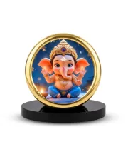 Car Desk/Table Top Lord Ganesha Metal Golden Photo Stand  2x2 Inches, Compact & Stylish Spiritual Display For Car, Home & Office (Pack Of 1) (F18881)
