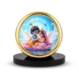 Car Desk/Table Top Radha Krishna Metal Golden Photo Stand 2x2 Inches, Compact & Stylish Spiritual Display For Car, Home & Office (Pack Of 1) (F18882) Car Desk/Table Top Radha Krishna Metal Golden Photo Stand 2x2 Inches, Compact & Stylish Spiritual Display For Car, Home & Office (Pack Of 1) (F18882)