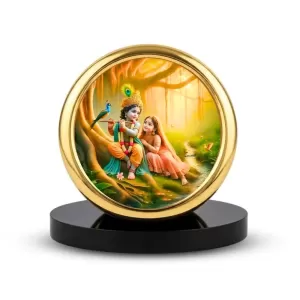 Car Desk/Table Top Radha Krishna Metal Golden Photo Stand 2x2 Inches, Compact & Stylish Spiritual Display For Car, Home & Office (Pack Of 1) (F18884) Car Desk/Table Top Radha Krishna Metal Golden Photo Stand 2x2 Inches, Compact & Stylish Spiritual Display For Car, Home & Office (Pack Of 1) (F18884)