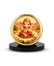 Car Desk/Table Top Lord Ganesha Metal Golden Photo Stand  2x2 Inches, Compact & Stylish Spiritual Display For Car, Home & Office (Pack Of 1) (F18887)
