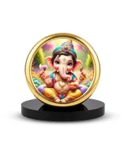 Car Desk/Table Top Lord Ganesha Metal Golden Photo Stand  2x2 Inches, Compact & Stylish Spiritual Display For Car, Home & Office (Pack Of 1) (F18888)
