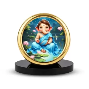 Car Desk/Table Top Lord Ganesha Metal Golden Photo Stand 2x2 Inches, Compact & Stylish Spiritual Display For Car, Home & Office (Pack Of 1) (F18889) Car Desk/Table Top Lord Ganesha Metal Golden Photo Stand 2x2 Inches, Compact & Stylish Spiritual Display For Car, Home & Office (Pack Of 1) (F18889)