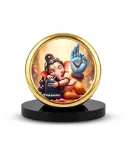 Car Desk/Table Top Lord Ganesha Metal Golden Photo Stand  2x2 Inches, Compact & Stylish Spiritual Display For Car, Home & Office (Pack Of 1) (F18890)
