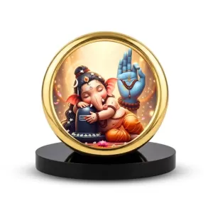 Car Desk/Table Top Lord Ganesha Metal Golden Photo Stand 2x2 Inches, Compact & Stylish Spiritual Display For Car, Home & Office (Pack Of 1) (F18890) Car Desk/Table Top Lord Ganesha Metal Golden Photo Stand 2x2 Inches, Compact & Stylish Spiritual Display For Car, Home & Office (Pack Of 1) (F18890)