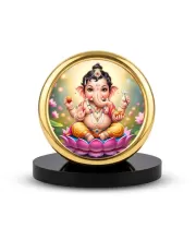 Car Desk/Table Top Lord Ganesha Metal Golden Photo Stand  2x2 Inches, Compact & Stylish Spiritual Display For Car, Home & Office (Pack Of 1) (F18891)
