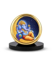 Car Desk/Table Top Lord Ganesha Metal Golden Photo Stand  2x2 Inches, Compact & Stylish Spiritual Display For Car, Home & Office (Pack Of 1) (F18894)
