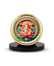 Car Desk/Table Top Lord Ganesha Metal Golden Photo Stand  2x2 Inches, Compact & Stylish Spiritual Display For Car, Home & Office (Pack Of 1) (F18895)
