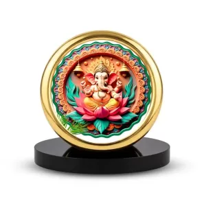Car Desk/Table Top Lord Ganesha Metal Golden Photo Stand 2x2 Inches, Compact & Stylish Spiritual Display For Car, Home & Office (Pack Of 1) (F18895) Car Desk/Table Top Lord Ganesha Metal Golden Photo Stand 2x2 Inches, Compact & Stylish Spiritual Display For Car, Home & Office (Pack Of 1) (F18895)