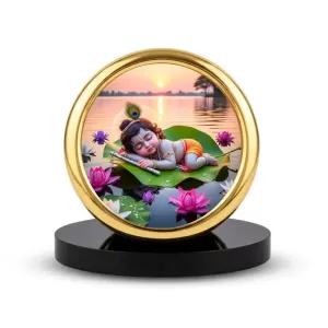 Car Desk/Table Top Little Krishna Metal Golden Photo Stand 2x2 Inches, Compact & Stylish Spiritual Display For Car, Home & Office (Pack Of 1) (F18899) Car Desk/Table Top Little Krishna Metal Golden Photo Stand 2x2 Inches, Compact & Stylish Spiritual Display For Car, Home & Office (Pack Of 1) (F18899)