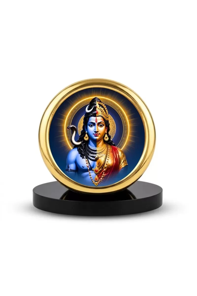 Car Desk/Table Top Arthanareeshwara Metal Golden Photo Stand  2x2 Inches, Compact & Stylish Spiritual Display For Car, Home & Office (Pack Of 1) (F18900)