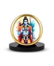 Car Desk/Table Top Lord Rama Metal Golden Photo Stand  2x2 Inches, Compact & Stylish Spiritual Display For Car, Home & Office (Pack Of 1) (F18902)