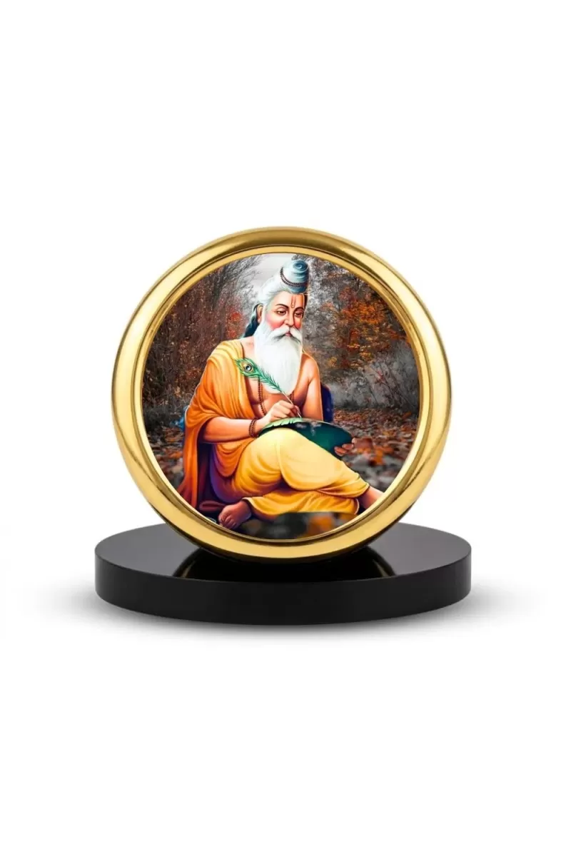 Car Desk/Table Top Vyasa Maharshi Metal Golden Photo Stand  2x2 Inches, Compact & Stylish Spiritual Display For Car, Home & Office (Pack Of 1) (F18910)