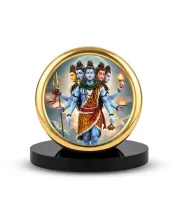 Car Desk/Table Top Lord Shiva Metal Golden Photo Stand  2x2 Inches, Compact & Stylish Spiritual Display For Car, Home & Office (Pack Of 1) (F18912)