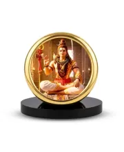 Car Desk/Table Top Lord Shiva Metal Golden Photo Stand  2x2 Inches, Compact & Stylish Spiritual Display For Car, Home & Office (Pack Of 1) (F18913)