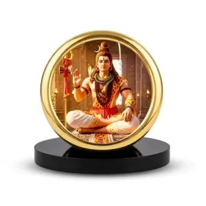 Car Desk/Table Top Lord Shiva Metal Golden Photo Stand 2x2 Inches, Compact & Stylish Spiritual Display For Car, Home & Office (Pack Of 1) (F18913) Car Desk/Table Top Lord Shiva Metal Golden Photo Stand 2x2 Inches, Compact & Stylish Spiritual Display For Car, Home & Office (Pack Of 1) (F18913)