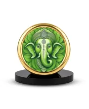 Car Desk/Table Top Lord Ganesha Metal Golden Photo Stand  2x2 Inches, Compact & Stylish Spiritual Display For Car, Home & Office (Pack Of 1) (F18914)