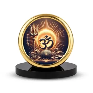 Car Desk/Table Top Om Symbol Metal Golden Photo Stand 2x2 Inches, Compact & Stylish Spiritual Display For Car, Home & Office (Pack Of 1) (F18916) Car Desk/Table Top Om Symbol Metal Golden Photo Stand 2x2 Inches, Compact & Stylish Spiritual Display For Car, Home & Office (Pack Of 1) (F18916)