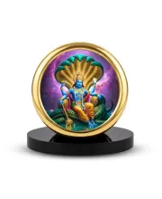 Car Desk/Table Top Lord Vishnu Metal Golden Photo Stand  2x2 Inches, Compact & Stylish Spiritual Display For Car, Home & Office (Pack Of 1) (F18918)