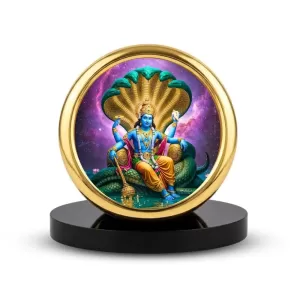Car Desk/Table Top Lord Vishnu Metal Golden Photo Stand 2x2 Inches, Compact & Stylish Spiritual Display For Car, Home & Office (Pack Of 1) (F18918) Car Desk/Table Top Lord Vishnu Metal Golden Photo Stand 2x2 Inches, Compact & Stylish Spiritual Display For Car, Home & Office (Pack Of 1) (F18918)