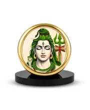 Car Desk/Table Top Lord Shiva Metal Golden Photo Stand  2x2 Inches, Compact & Stylish Spiritual Display For Car, Home & Office (Pack Of 1) (F18919)