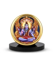 Car Desk/Table Top Lord Shiva Metal Golden Photo Stand  2x2 Inches, Compact & Stylish Spiritual Display For Car, Home & Office (Pack Of 1) (F18921)