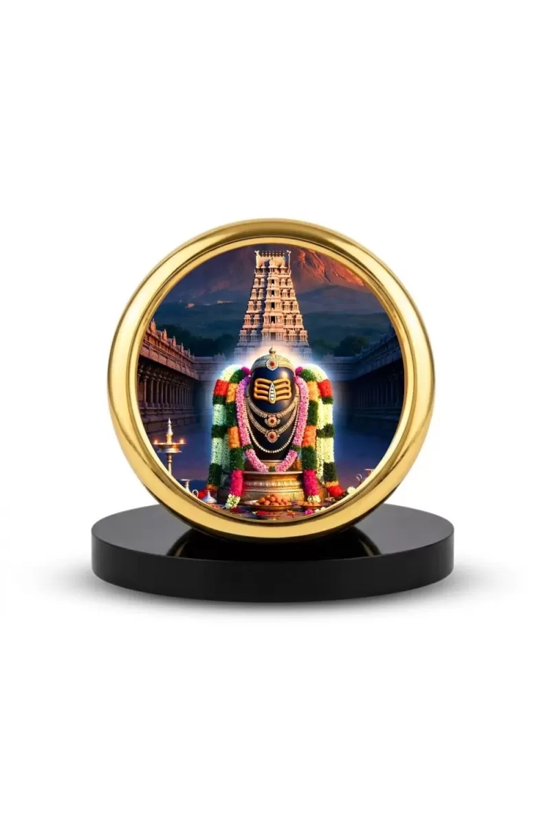 Car Desk/Table Top Jyothirlingam Metal Golden Photo Stand  2x2 Inches, Compact & Stylish Spiritual Display For Car, Home & Office (Pack Of 1) (F18922)