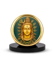 Car Desk/Table Top Lord Shiva Metal Golden Photo Stand  2x2 Inches, Compact & Stylish Spiritual Display For Car, Home & Office (Pack Of 1) (F18923)