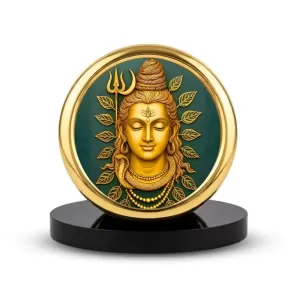 Car Desk/Table Top Lord Shiva Metal Golden Photo Stand 2x2 Inches, Compact & Stylish Spiritual Display For Car, Home & Office (Pack Of 1) (F18923) Car Desk/Table Top Lord Shiva Metal Golden Photo Stand 2x2 Inches, Compact & Stylish Spiritual Display For Car, Home & Office (Pack Of 1) (F18923)