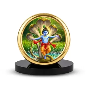 Car Desk/Table Top Lord Krishna Metal Golden Photo Stand 2x2 Inches, Compact & Stylish Spiritual Display For Car, Home & Office (Pack Of 1) (F18924) Car Desk/Table Top Lord Krishna Metal Golden Photo Stand 2x2 Inches, Compact & Stylish Spiritual Display For Car, Home & Office (Pack Of 1) (F18924)