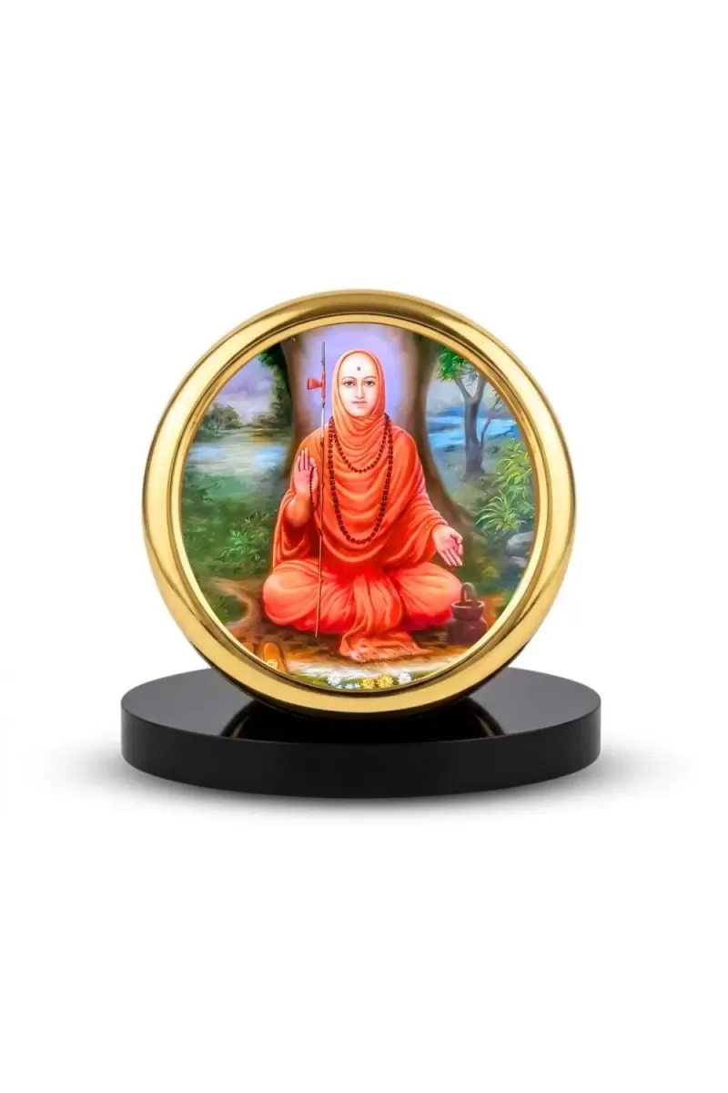 Car Desk/Table Top Shri Narasimha Saraswati Swami Metal Golden Photo Stand  2x2 Inches, Compact & Stylish Spiritual Display For Car, Home & Office (Pack Of 1) (F18926)