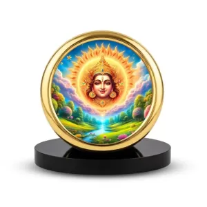 Car Desk/Table Top Lord Surya Bhagavan Metal Golden Photo Stand 2x2 Inches, Compact & Stylish Spiritual Display For Car, Home & Office (Pack Of 1) (F18927) Car Desk/Table Top Lord Surya Bhagavan Metal Golden Photo Stand 2x2 Inches, Compact & Stylish Spiritual Display For Car, Home & Office (Pack Of 1) (F18927)