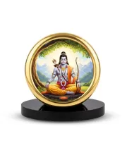 Car Desk/Table Top Lord Rama Metal Golden Photo Stand  2x2 Inches, Compact & Stylish Spiritual Display For Car, Home & Office (Pack Of 1) (F18928)