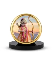 Car Desk/Table Top Lord Rama Metal Golden Photo Stand  2x2 Inches, Compact & Stylish Spiritual Display For Car, Home & Office (Pack Of 1) (F18929)