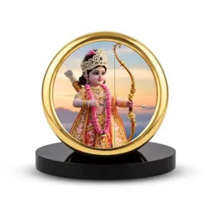 Car Desk/Table Top Lord Rama Metal Golden Photo Stand 2x2 Inches, Compact & Stylish Spiritual Display For Car, Home & Office (Pack Of 1) (F18929) Car Desk/Table Top Lord Rama Metal Golden Photo Stand 2x2 Inches, Compact & Stylish Spiritual Display For Car, Home & Office (Pack Of 1) (F18929)