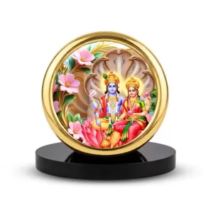Car Desk/Table Top Lord Vishnu And Lakshmi Metal Golden Photo Stand 2x2 Inches, Compact & Stylish Spiritual Display For Car, Home & Office (Pack Of 1) (F18930) Car Desk/Table Top Lord Vishnu And Lakshmi Metal Golden Photo Stand 2x2 Inches, Compact & Stylish Spiritual Display For Car, Home & Office (Pack Of 1) (F18930)