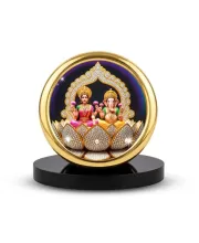 Car Desk/Table Top Gansha And Lakshmi Metal Golden Photo Stand  2x2 Inches, Compact & Stylish Spiritual Display For Car, Home & Office (Pack Of 1) (F18931)