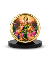 Car Desk/Table Top Goddess Lakshmi Metal Golden Photo Stand  2x2 Inches, Compact & Stylish Spiritual Display For Car, Home & Office (Pack Of 1) (F18932)