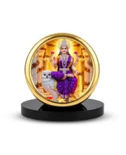 Car Desk/Table Top Goddess Lakshmi Metal Golden Photo Stand  2x2 Inches, Compact & Stylish Spiritual Display For Car, Home & Office (Pack Of 1) (F18934)