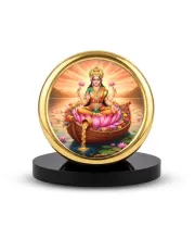 Car Desk/Table Top Goddess Lakshmi Metal Golden Photo Stand  2x2 Inches, Compact & Stylish Spiritual Display For Car, Home & Office (Pack Of 1) (F18935)