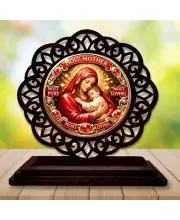 Car Desk/Table Top Lord Jesus And Merry Wooden Photo Stand  3x4 Inches, Compact & Stylish Spiritual Display For Car, Home & Office (Pack Of 1) (F19549)