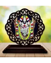 Car Desk/Table Top Lord Venkateswara Wooden Photo Stand  3x4 Inches, Compact & Stylish Spiritual Display For Car, Home & Office (Pack Of 1) (F19560)
