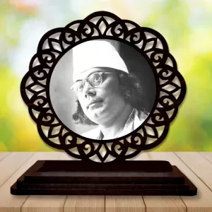Car Desk/Table Top Kazi Nazrul Islam Wooden Photo Stand  3x4 Inches, Compact & Stylish Spiritual Display For Car, Home & Office (Pack Of 1) (F19550)