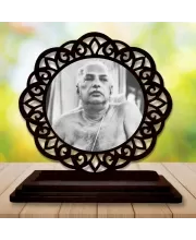 Car Desk/Table Top Sri Sri Thakur Anukul Chandra Wooden Photo Stand  3x4 Inches, Compact & Stylish Spiritual Display For Car, Home & Office (Pack Of 1) (F19552)
