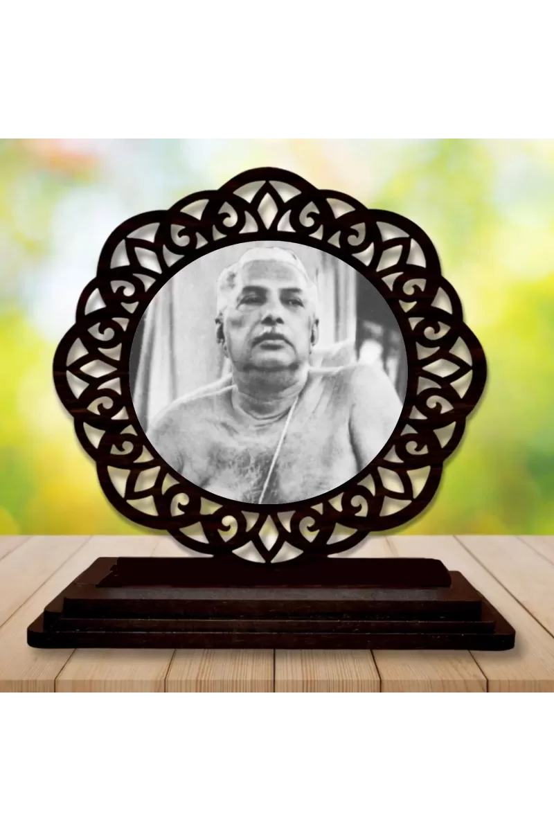 Car Desk/Table Top Sri Sri Thakur Anukul Chandra Wooden Photo Stand  3x4 Inches, Compact & Stylish Spiritual Display For Car, Home & Office (Pack Of 1) (F19552)